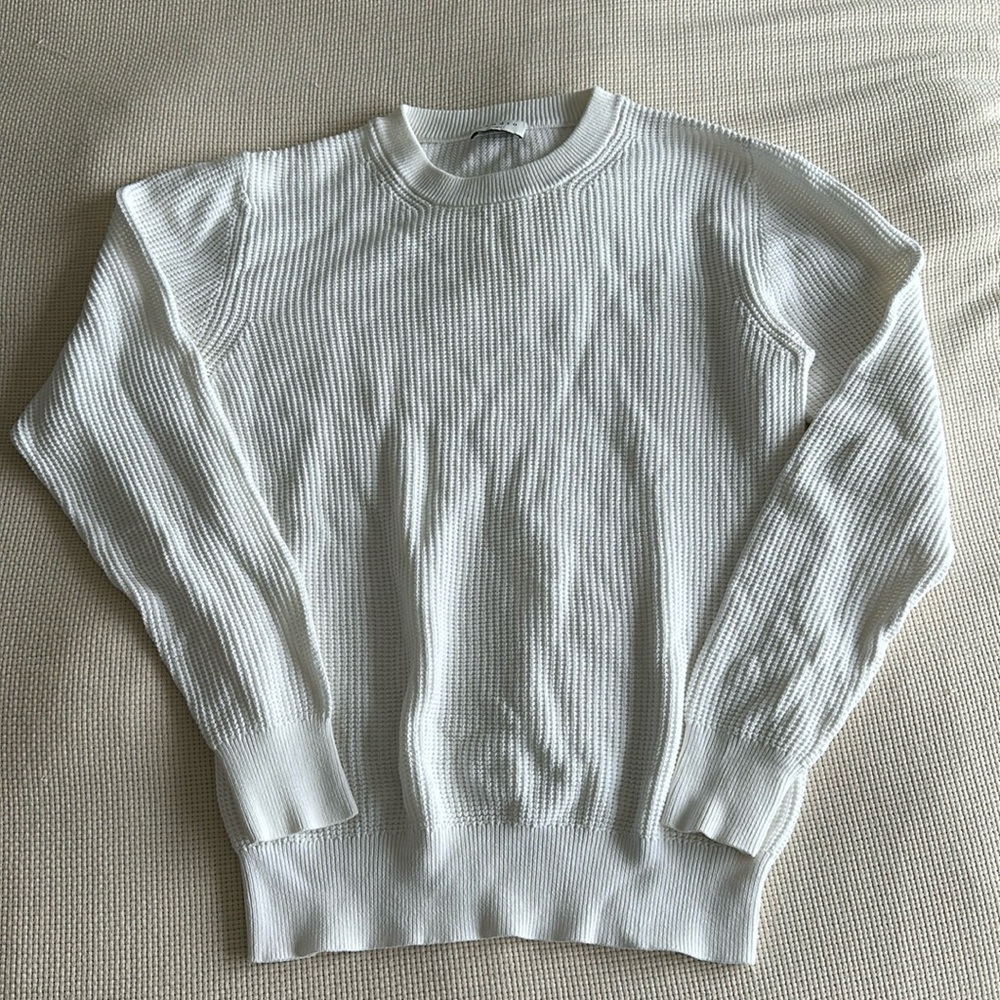 Sandro Men's Cream Crewneck Knit Sweater